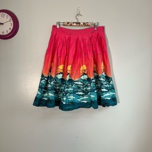 Retro Hot Pink Circle Summer Surf Skirt